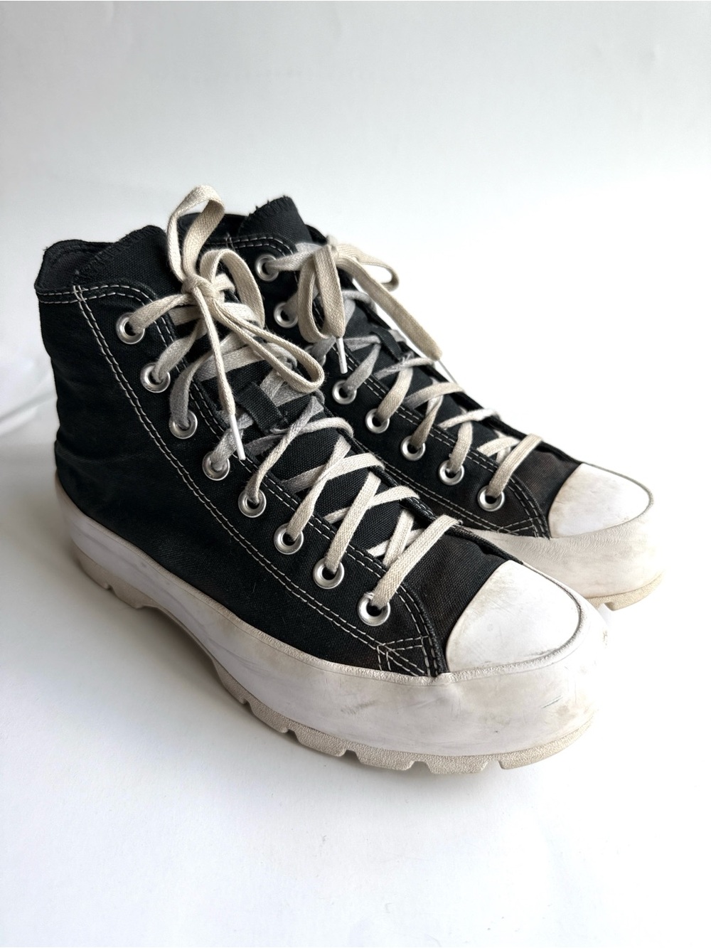Converse Black Canvas High-Top Sneakers with White Soles size women’s 9